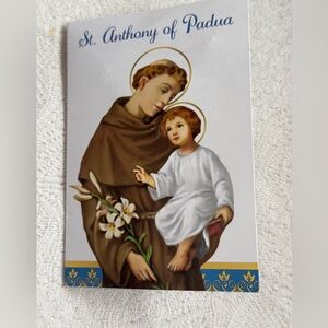 Beautiful St. Anthony religious card,necklace with medal